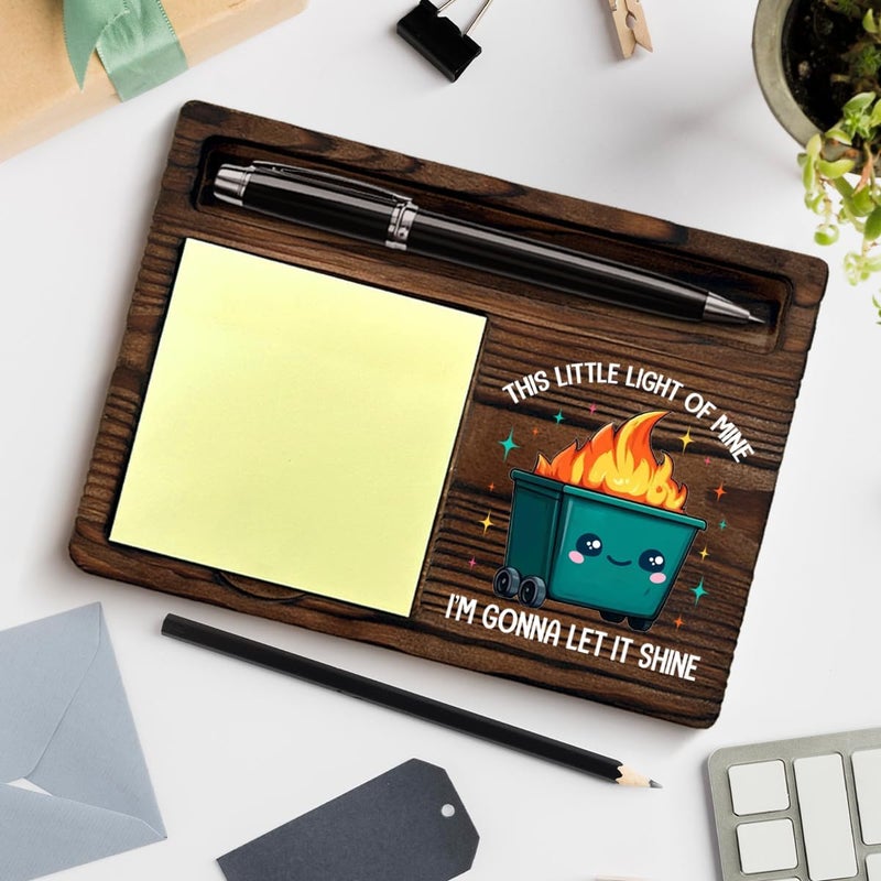 QODMGD Funny Office Dumpster Fire Sticky Note Holder Dumpster Fire Gifts This Little Light of Mine I'm Gonna Let It Shine Post It Note Dispenser for Office Cubicle Desk Decor - Image 4